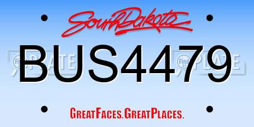 BUS4479 South Dakota License Plate