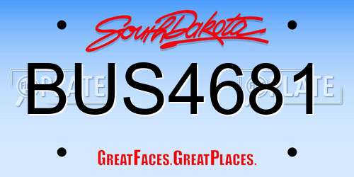 BUS4681 South Dakota License Plate