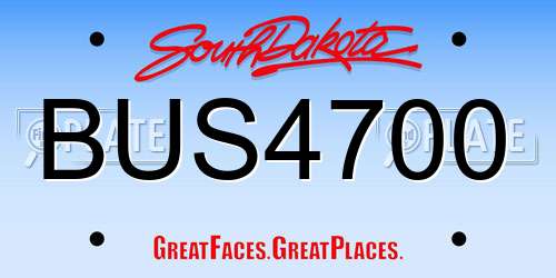 BUS4700 South Dakota License Plate