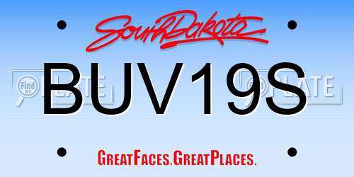 BUV19S South Dakota License Plate