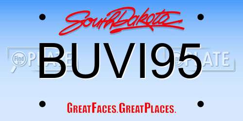 BUVI95 South Dakota License Plate