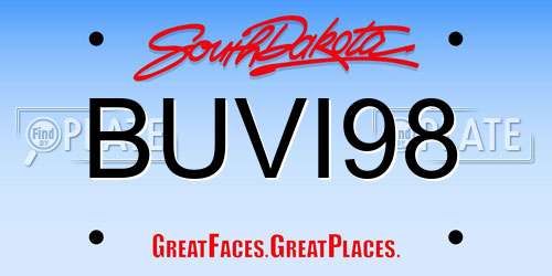 BUVI98 South Dakota License Plate