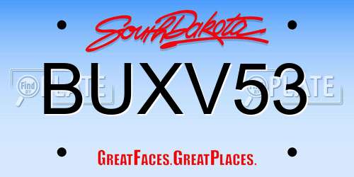 BUXV53 South Dakota License Plate