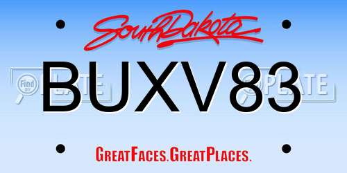 BUXV83 South Dakota License Plate