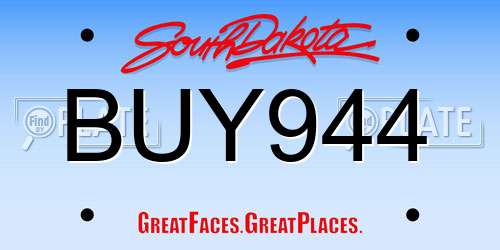 BUY944 South Dakota License Plate