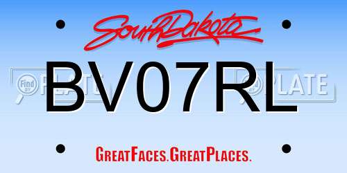 BV07RL South Dakota License Plate