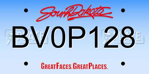 BV0P128 South Dakota License Plate