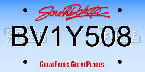 BV1Y508 South Dakota License Plate