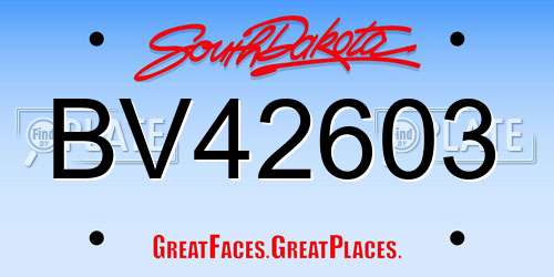 BV42603 South Dakota License Plate