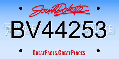 BV44253 South Dakota License Plate
