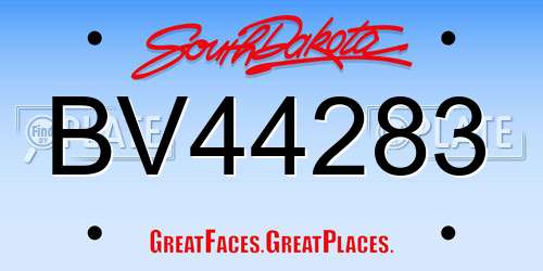BV44283 South Dakota License Plate