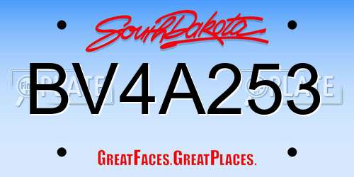BV4A253 South Dakota License Plate