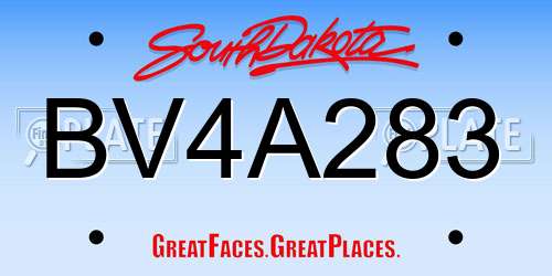 BV4A283 South Dakota License Plate