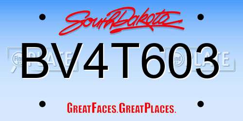 BV4T603 South Dakota License Plate