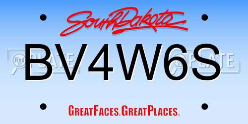 BV4W6S South Dakota License Plate