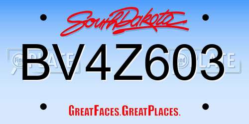 BV4Z603 South Dakota License Plate