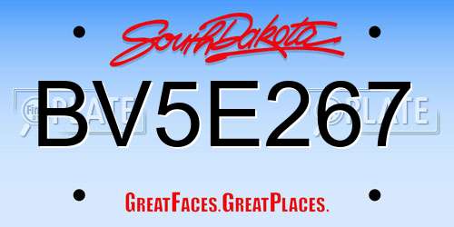 BV5E267 South Dakota License Plate