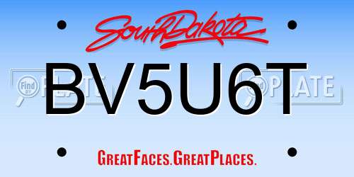 BV5U6T South Dakota License Plate