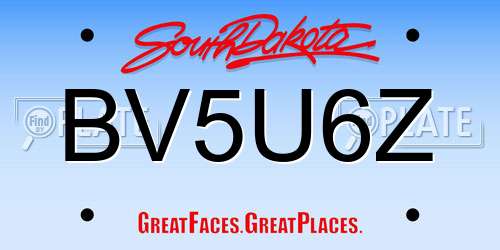 BV5U6Z South Dakota License Plate