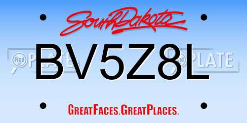 BV5Z8L South Dakota License Plate