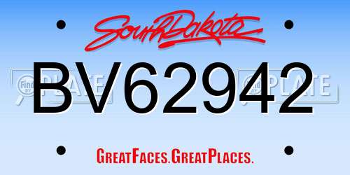 BV62942 South Dakota License Plate