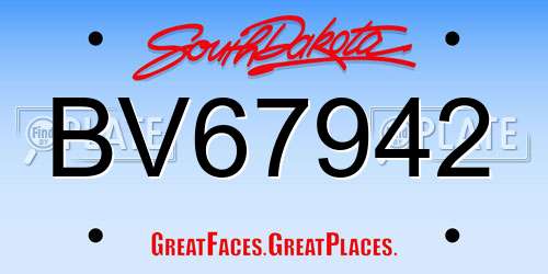 BV67942 South Dakota License Plate