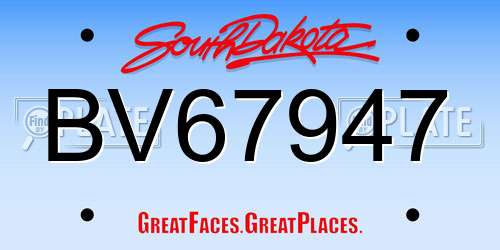 BV67947 South Dakota License Plate