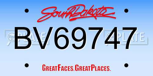 BV69747 South Dakota License Plate