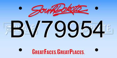 BV79954 South Dakota License Plate