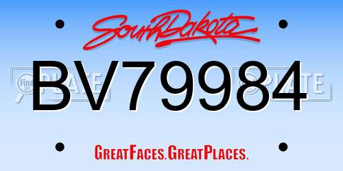 BV79984 South Dakota License Plate