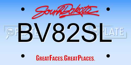 BV82SL South Dakota License Plate