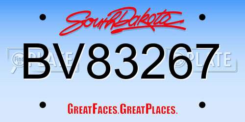 BV83267 South Dakota License Plate