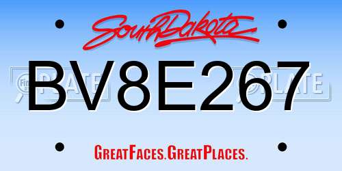 BV8E267 South Dakota License Plate