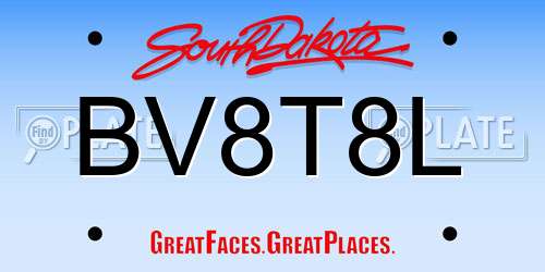 BV8T8L South Dakota License Plate