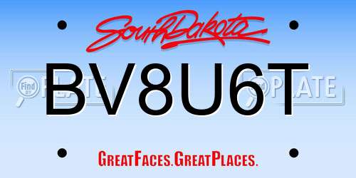 BV8U6T South Dakota License Plate