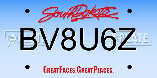 BV8U6Z South Dakota License Plate