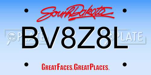 BV8Z8L South Dakota License Plate