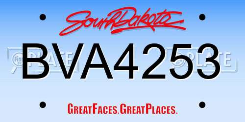 BVA4253 South Dakota License Plate