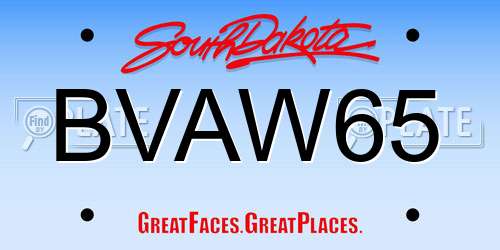 BVAW65 South Dakota License Plate