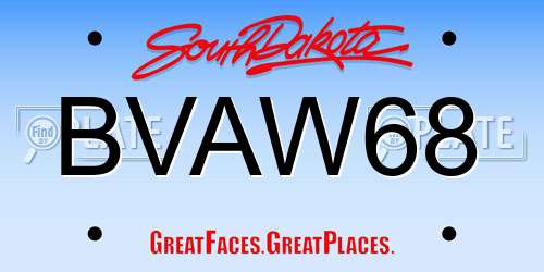 BVAW68 South Dakota License Plate