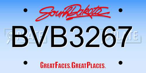 BVB3267 South Dakota License Plate