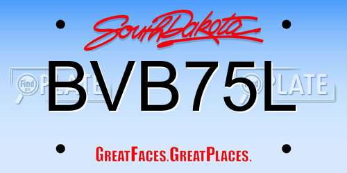 BVB75L South Dakota License Plate