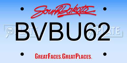 BVBU62 South Dakota License Plate