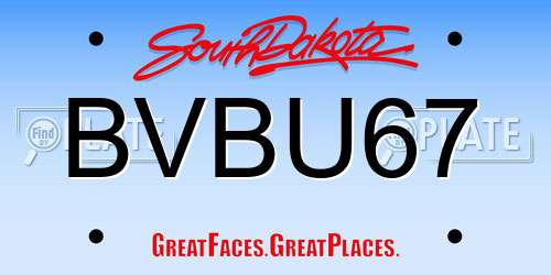 BVBU67 South Dakota License Plate