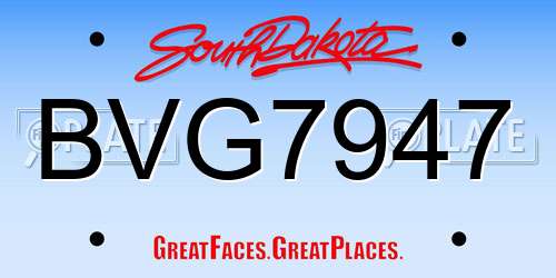 BVG7947 South Dakota License Plate