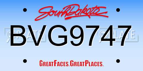 BVG9747 South Dakota License Plate