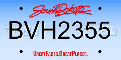 BVH2355 South Dakota License Plate