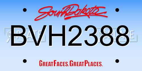 BVH2388 South Dakota License Plate
