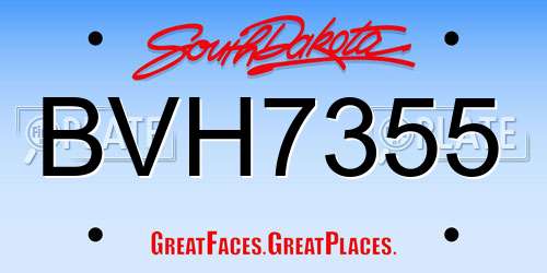 BVH7355 South Dakota License Plate