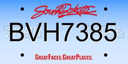 BVH7385 South Dakota License Plate
